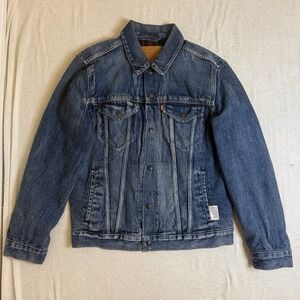levis Premium flannel lined denim jacket Big E Light Wash Mens Size Medium